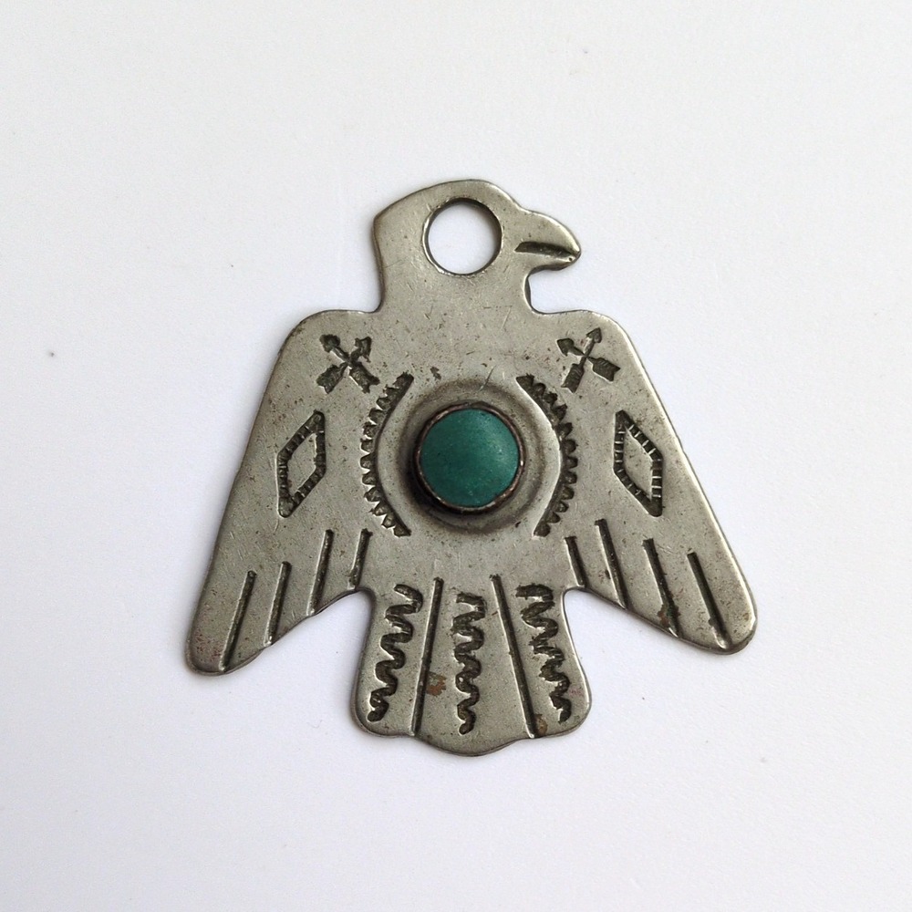 Navajo Thunderbird Charm Nickle Silver Eagle Pendant Mid 20th Century Size 1.5" - Picture 1 of 2